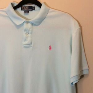 Polo by RL Mint Green Shirt Pink Pony Size L